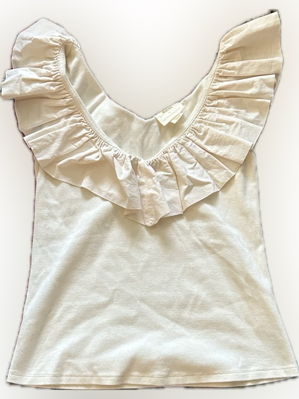 Maeve x Anthropologie Tina Ruffled Tank | Cream | NWOT | Medium - Picture 4 of 8